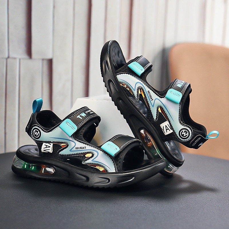 Jinjiang Factory Shock-Absorbing Air Cushion Boys Sandals 2023 New Summer Children Students Middle And Big Children Soft Bottom Sand - Image 1