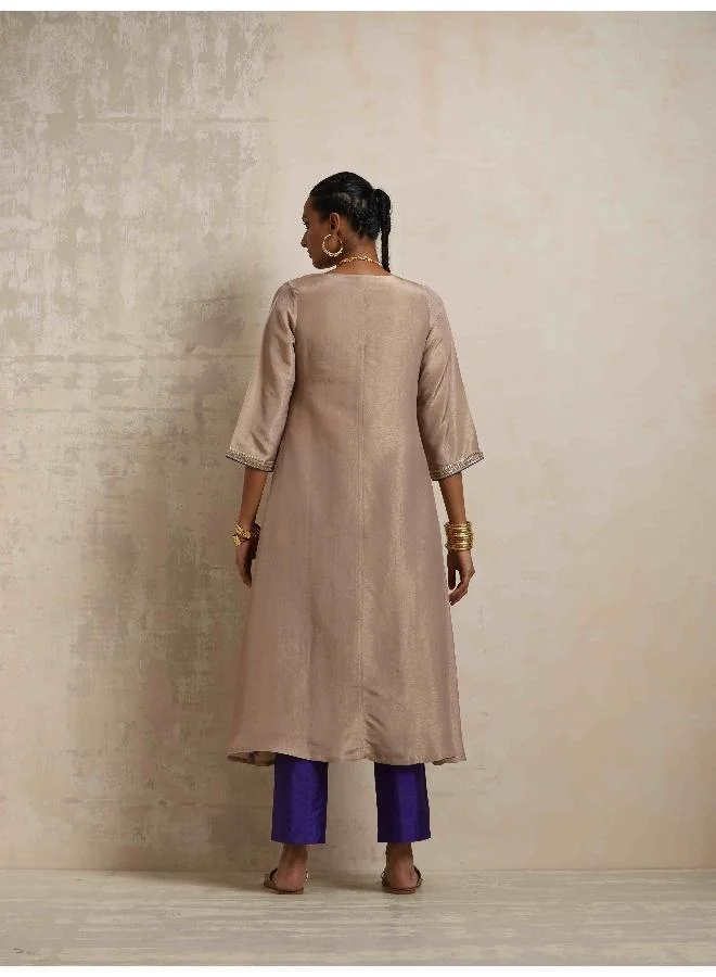 ترو برونز trueBrowns Lilac Tissue Angrakha Kurta Set