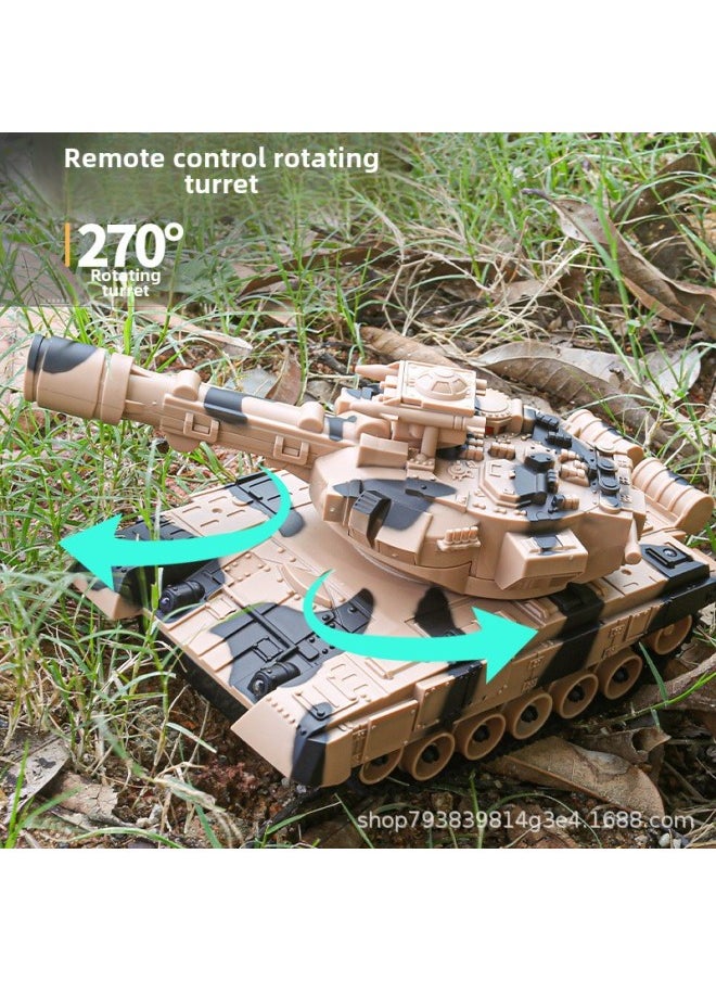 Generic Remote Control Tank Toy 2.4G Cannon Launching Metal Crawler Charging Electric Simulation Battle Off-road Vehicle Model-Color:[camouflage Green] 12-channel Remote Control Tank-rotatable-analog Launching-Specifications:Color Box Packaging + 1 Battery + Charging Cable  - Image 3