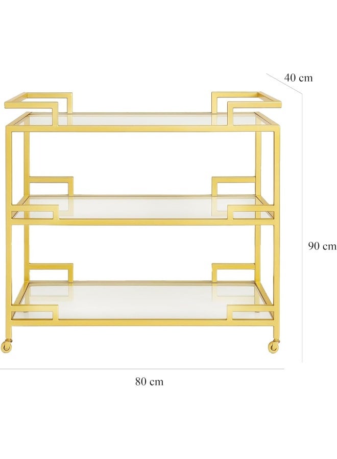 YINZUO YINZUO Glass Shelf Bar Cart Trolley  - Image 2