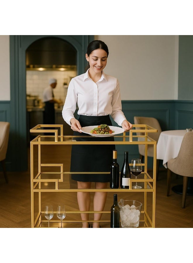 YINZUO YINZUO Glass Shelf Bar Cart Trolley  - Image 4