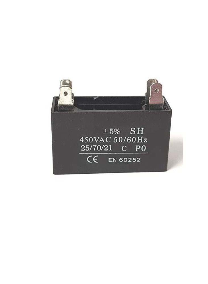 High Quality Rectangle Shaped 2 Pin Fan Capacitor 450 VAC | Black (2 PIN 3MFD (3µF))  - Image 2