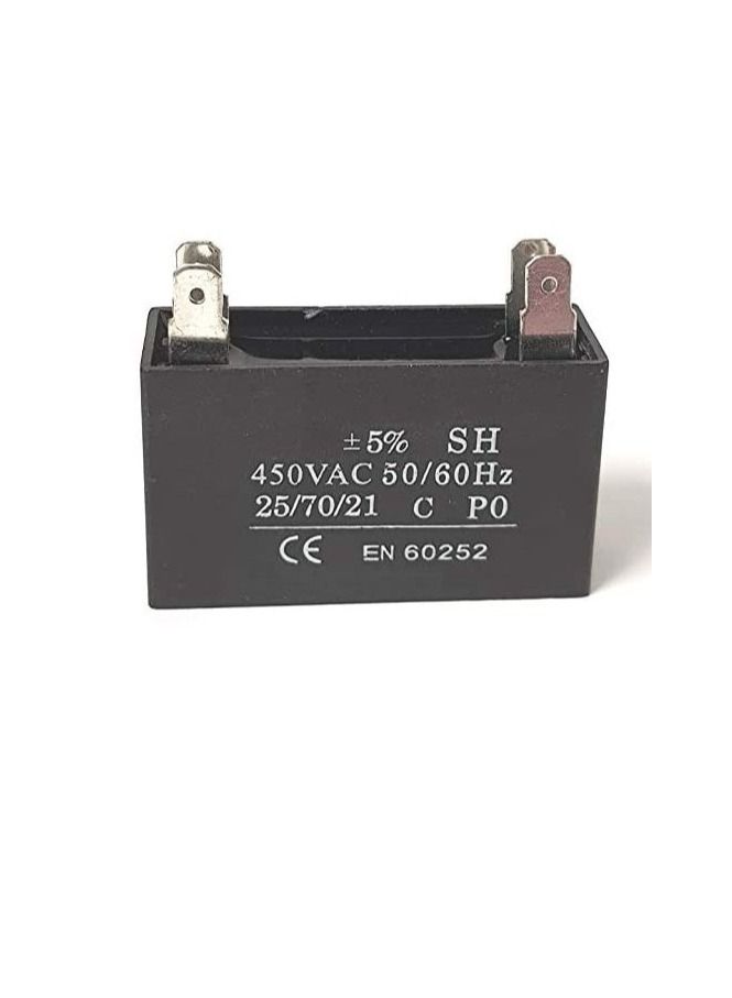 High Quality Rectangle Shaped 2 Pin Fan Capacitor 450 VAC | Black (2 PIN 3MFD (3µF))  - Image 1