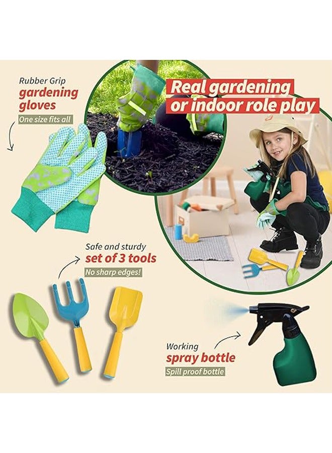 Hihonor Kids Gardening Tools, 13 PCS Gardening Tool Set for Kids Children, Garden Apron, Kids Sun Hat, Kids Shovel, Toddler Gardening Gloves, Garden Outdoor Toys Gift for Preschool Boys and Girls  - Image 4
