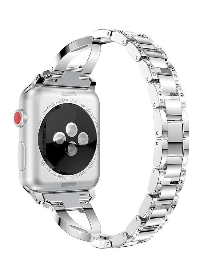 NIBEMINENT - Replacement Bling Strap X-Link For Apple Watch Nike+/Series 1/2/3/Sport 38mm Silver - Image 1