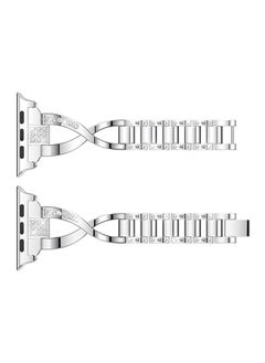 NIBEMINENT Replacement Bling Strap X-Link For Apple Watch Nike+/Series 1/2/3/Sport 38mm Silver  - Image 3