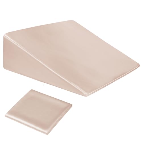 RUDONG M Satin Wedge Pillow Cover 25"x25"x8" - Soft Breathable Zippered Wedge Pillow Case, Machine Washable Pillowcase (Beige, 1 Pack - Pillow Not Included) - Image 5