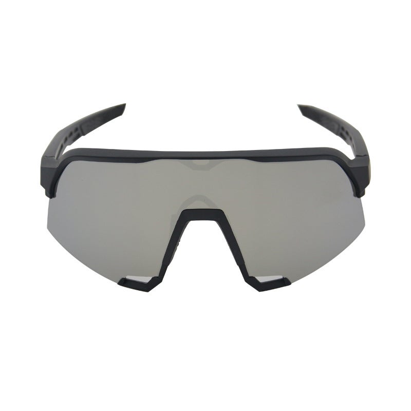 Generic Cross-border New 100 Glasses% Cycling Glasses S3 Outdoor Cycling Sports Sunglasses Mountain Bike Glasses Silver black frame 