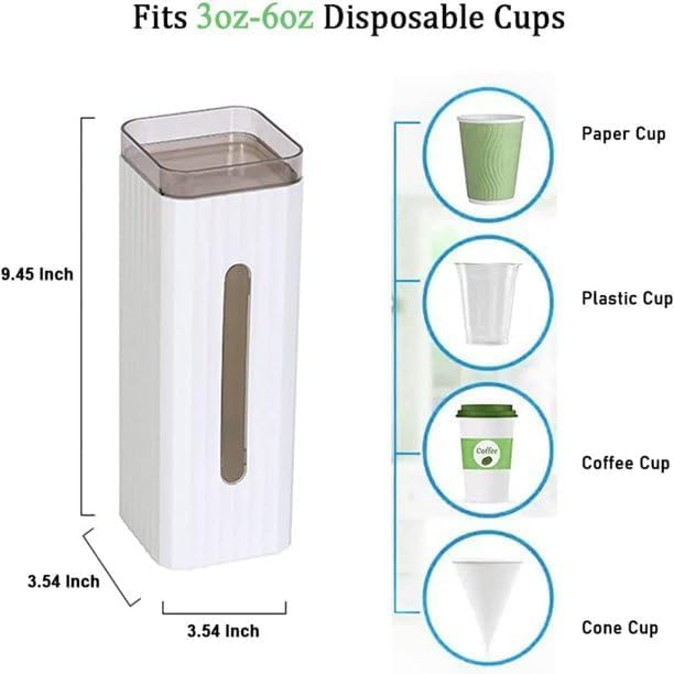 VIPREKHO Wall Mount Bathroom Cup Holder Water Cooler Dispenser Cup Holder with Paste Plate 3oz5oz Disposable Paper Cup Plastic Cup Dispenser for Home Office Hospital Gym Pack of1 - Image 2
