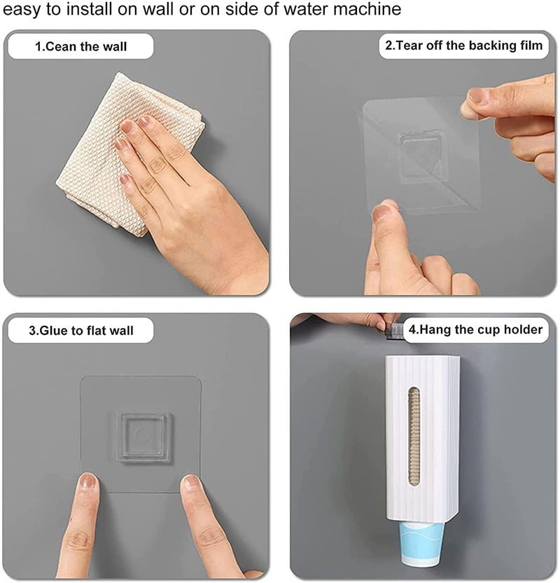 VIPREKHO Wall Mount Bathroom Cup Holder Water Cooler Dispenser Cup Holder with Paste Plate 3oz5oz Disposable Paper Cup Plastic Cup Dispenser for Home Office Hospital Gym Pack of1 - Image 3