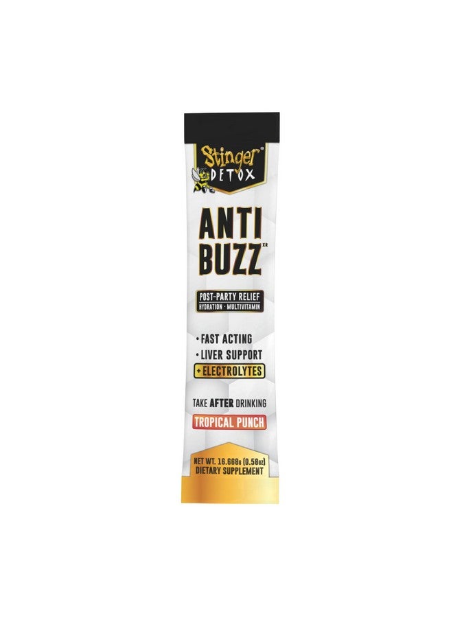 Stinger Detox ستينجر ديتوكس مضاد للضجيج بعد الاحتفال، مزيج مشروب ترطيب ومتعدد الفيتامينات | دي إتش إم، فيتامين ب المركب، ريبوفلافين، نياسين + إلكتروليتات | نكهة البونش الاستوائية 1 عبوة (6 حصص) - Image 3