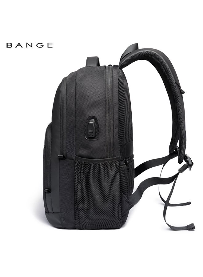 بانجي حقيبة ظهر رجالي اصلية للابتوب – سعة كبيرة، منفذ USB للشحن، مقاومة للماء، مثالية للعمل والدراسة والسفر – لون أسود - Image 3