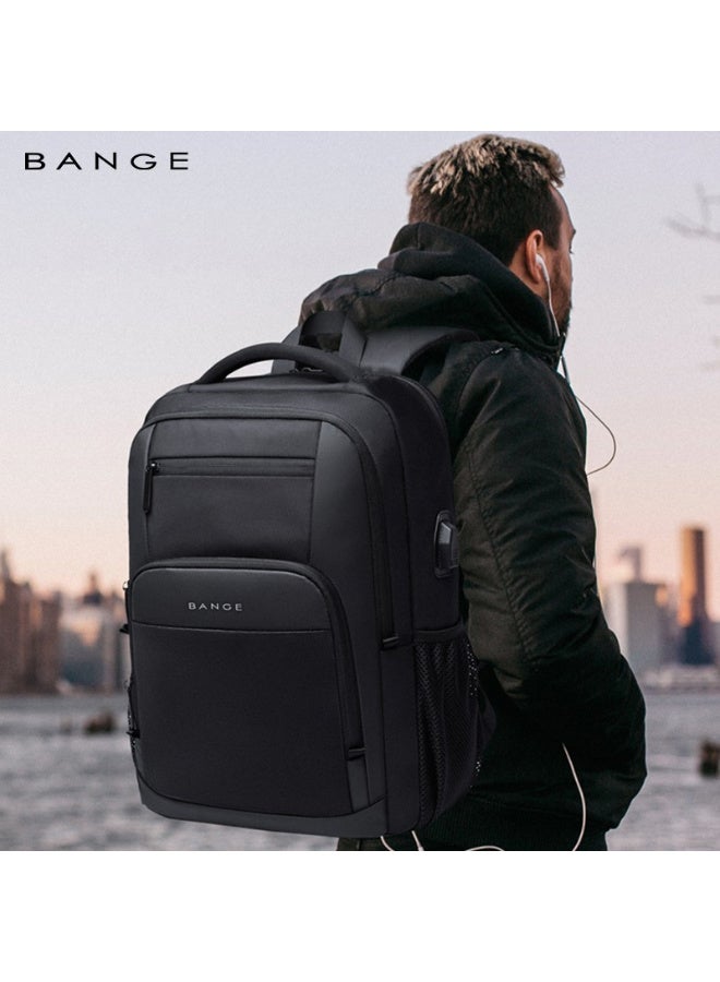 بانجي حقيبة ظهر رجالي اصلية للابتوب – سعة كبيرة، منفذ USB للشحن، مقاومة للماء، مثالية للعمل والدراسة والسفر – لون أسود - Image 5