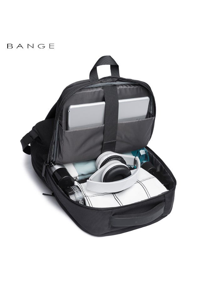 بانجي حقيبة ظهر رجالي اصلية للابتوب – سعة كبيرة، منفذ USB للشحن، مقاومة للماء، مثالية للعمل والدراسة والسفر – لون أسود - Image 2