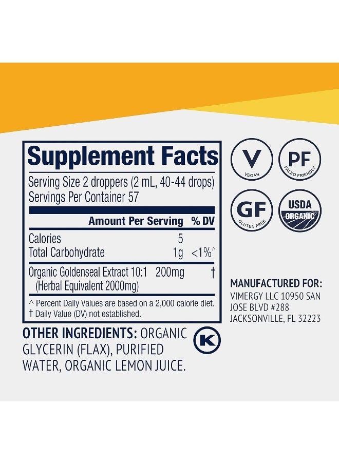 Vimergy Usda Organic Goldenseal Extract, 57 Servings Alcohl Free Goldenseal Tincture  - Image 4