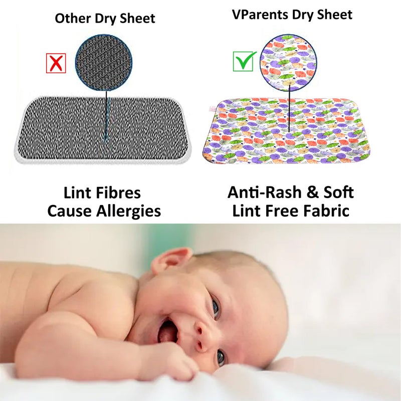 VParents حصيرة تغيير الحفاضات من Vparents حصائر نوم واقي سرير مقاوم للماء مع جانب واحد من القماش للمواليد الجدد (65 سم × 45 سم) (0-6 أشهر) - Image 3