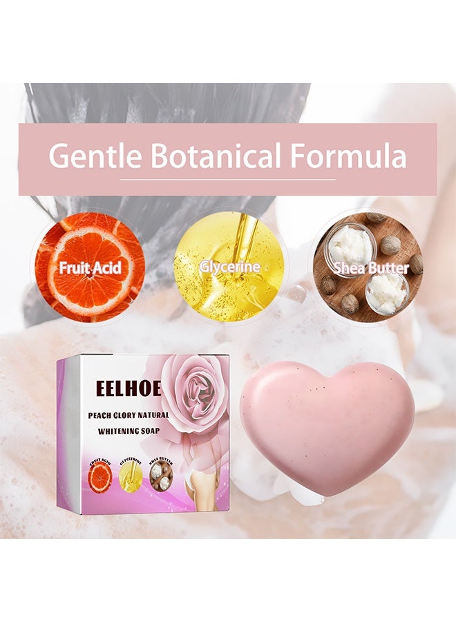 EELHOE Peach Glory Natural Whitening Soap, Smooth  Whitening Beautiful Soap, Remove Melanin Exfoliating Whitening Soap, For Armpit Natural Whitening Soap, Deep Cleansing Bath Soaps 80g - Image 3