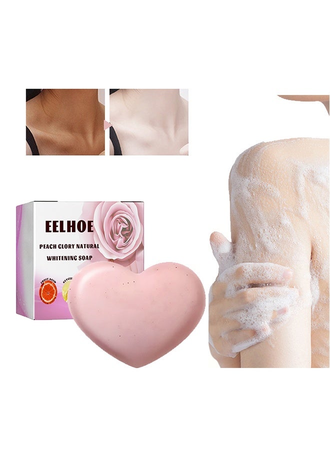 EELHOE Peach Glory Natural Whitening Soap, Smooth  Whitening Beautiful Soap, Remove Melanin Exfoliating Whitening Soap, For Armpit Natural Whitening Soap, Deep Cleansing Bath Soaps 80g - Image 1