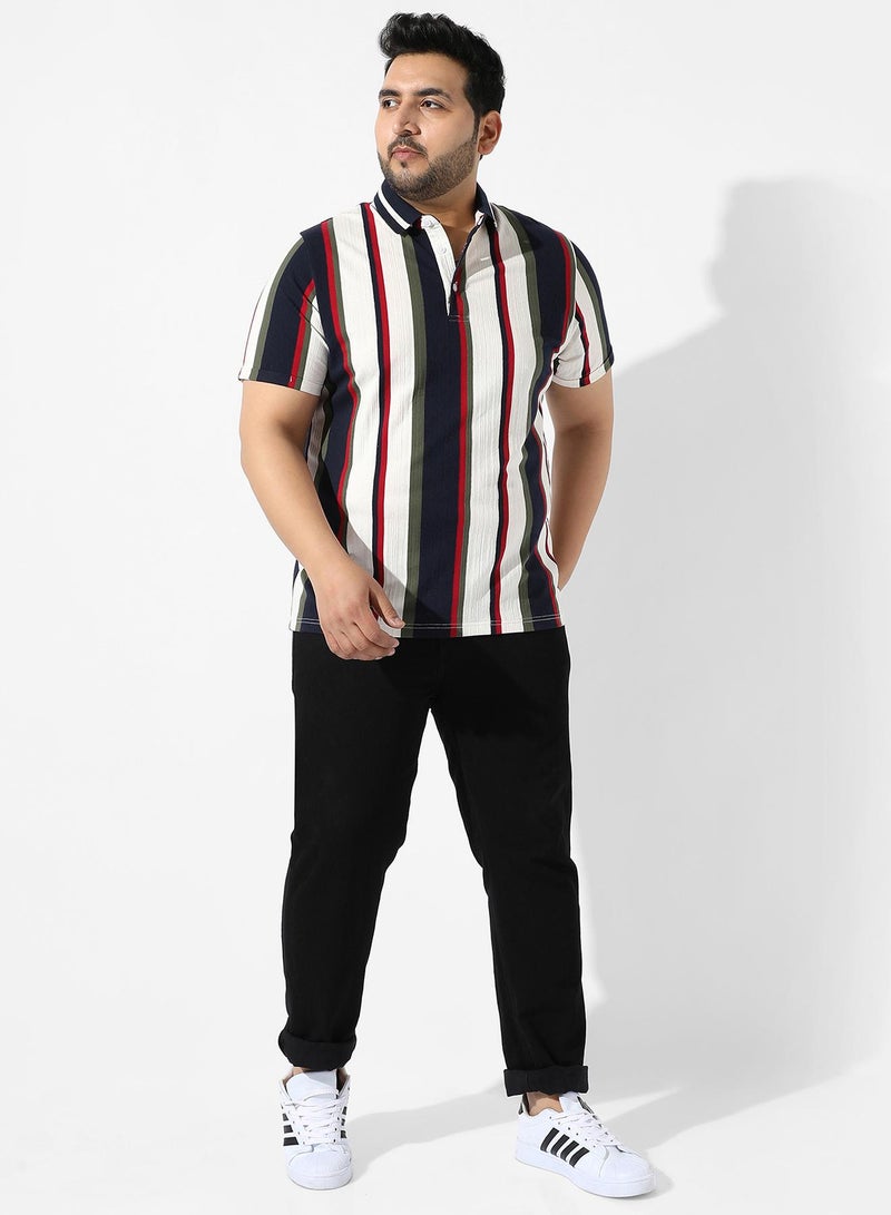 Instafab Plus Men's Multicolour Striped Regular Fit Casual Shirt - Image 5