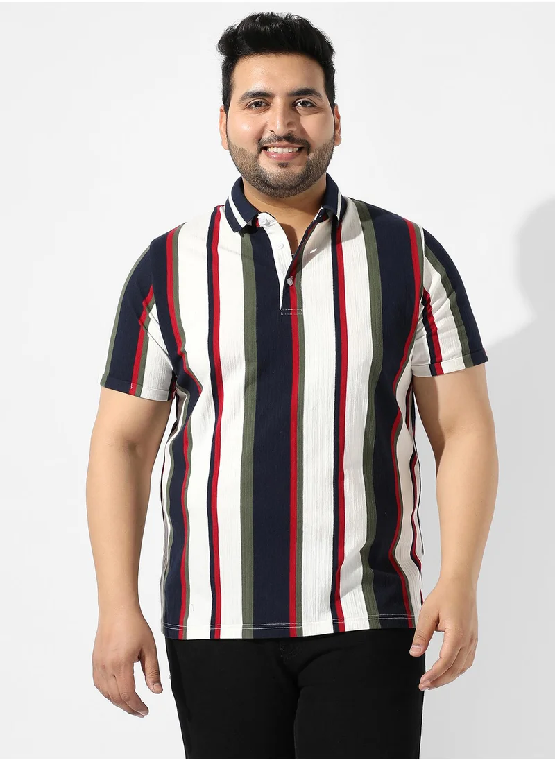 Instafab Plus Men's Multicolour Striped Regular Fit Casual Shirt