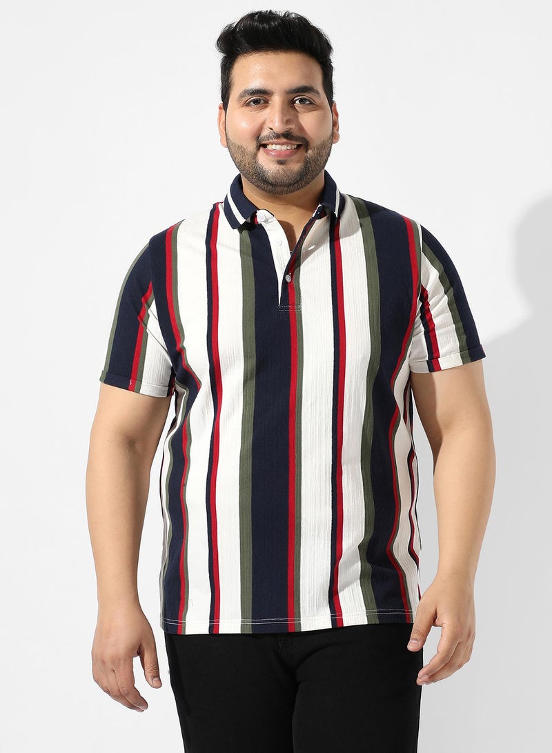 Instafab Plus Men's Multicolour Striped Regular Fit Casual Shirt - Image 2