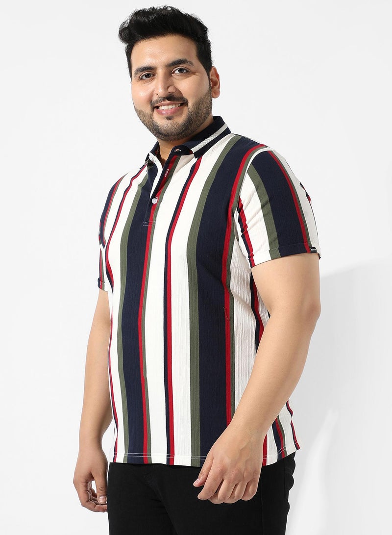 Instafab Plus Men's Multicolour Striped Regular Fit Casual Shirt - Image 3