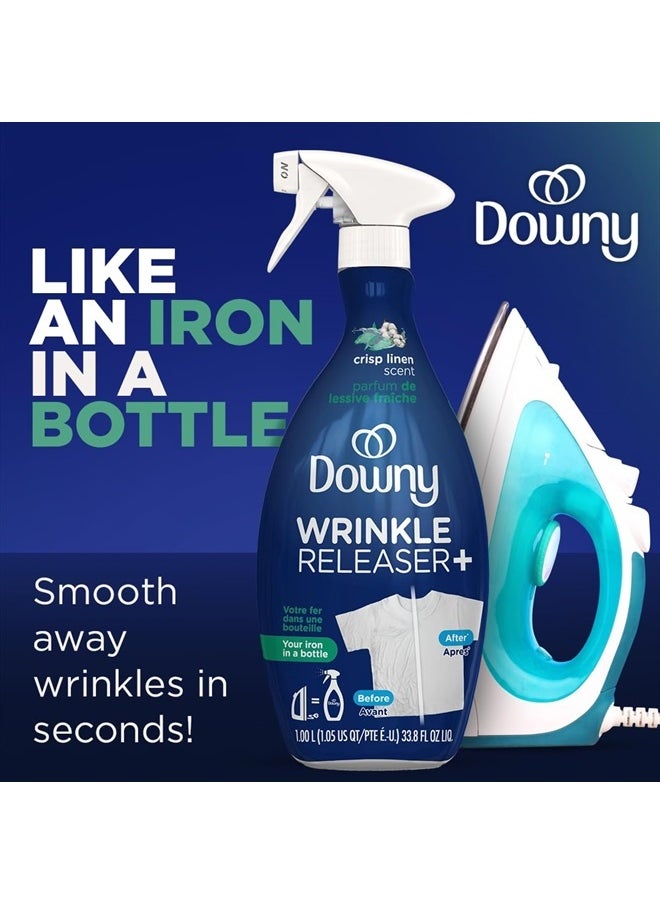 Downy - Wrinkle Releaser Spray All In One Wrinkle Release Spray Travel Size, Odor Eliminator, Static Remover Fabric Refresher & Ironing Aid for Clothes 3 Fl Oz (Pack of 2), Crisp Linen Scent - Image 1