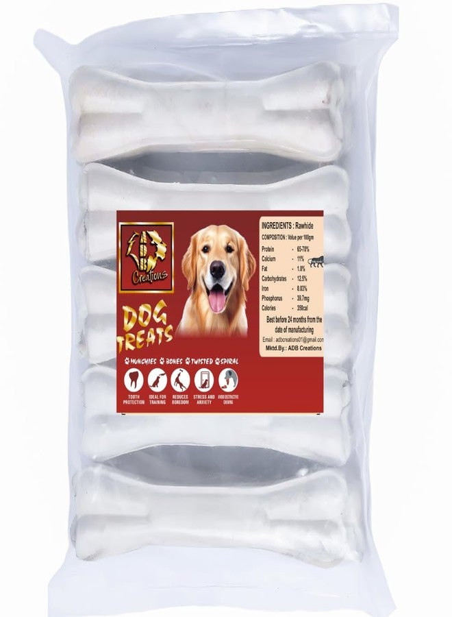 ADB Creations Chicken Flavour Rawhide Pressed Bones for Dogs/Chewing, Playing Calcium Rich Bone Treat and Snack Strengthen Teeth and Gums Exercise for Young Adult Dog of All Breads - (5 Inch - 1 Kg) - Image 1
