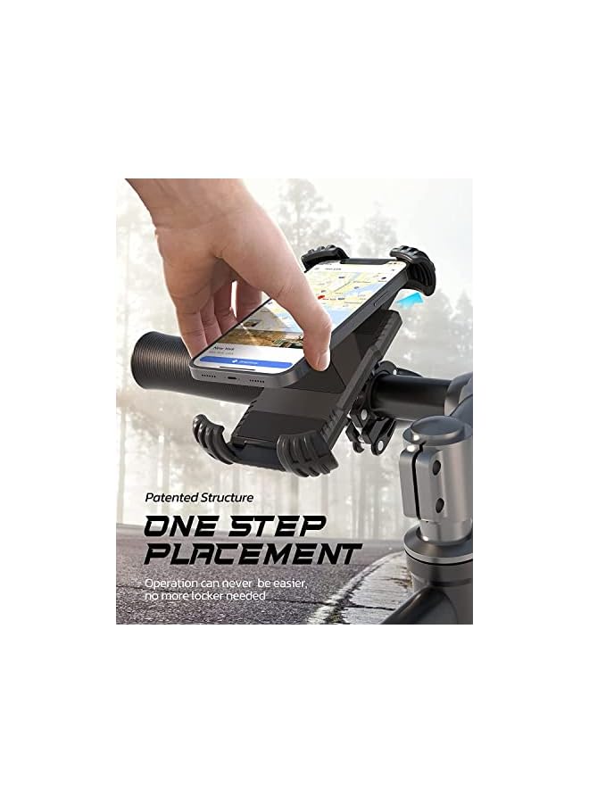 Zaboon Bike Phone Mount, Nulaxy Bicycle Phone Holder Mount Handlebar, Motorcycle Phone Mount, Patent Design, Instant One-Step Install, Compatible With Iphone 12 / Iphone 11 Pro Max, And 4.7" - 6.8" Cellphone - Image 4