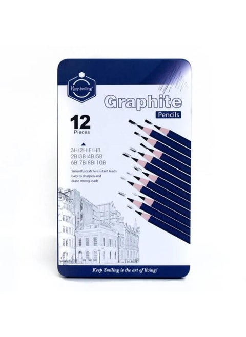 KEEP SMILING ART GRAPHITE PENCIL TIN BOX SET OF 12