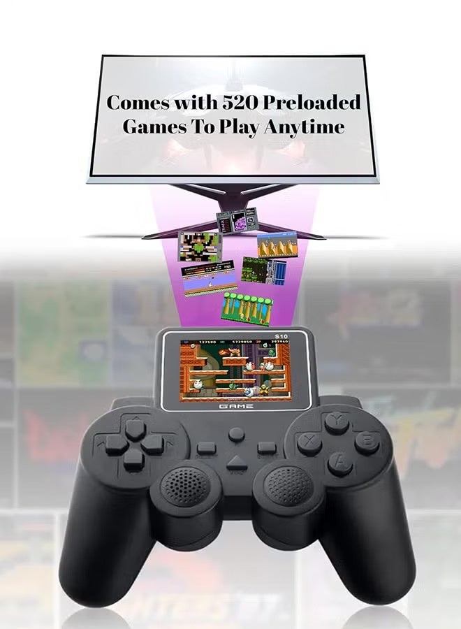 TNGames S10 Mini Joystick Retro Arcade Console, Black Portable Nostalgic Handheld | Preloaded 520 Classic Retro Games | All-in-One Bundle with Console, User Manual, USB Charger, AV Cable - Image 3