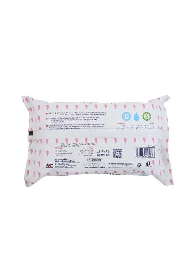 CoolCool Cool and Cool Fragrance Free Ultra Sensitive Water Wipes With 0 percent Alcohol- 64 Wipes - Image 2
