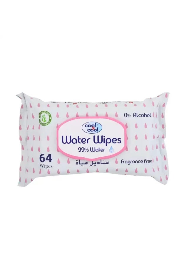 CoolCool Cool and Cool Fragrance Free Ultra Sensitive Water Wipes With 0 percent Alcohol- 64 Wipes - Image 1
