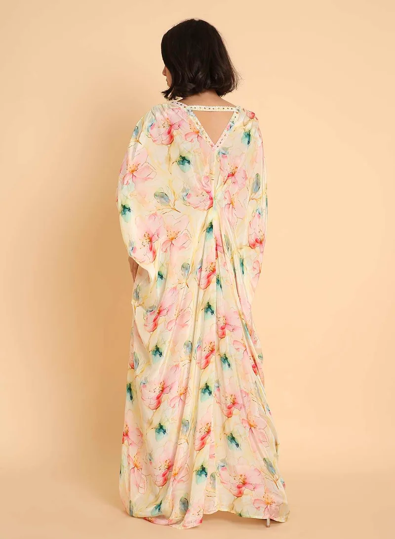 HANA & SARA Pastel Dream Floral Jalabiya Dress - Soft Arabic Elegance