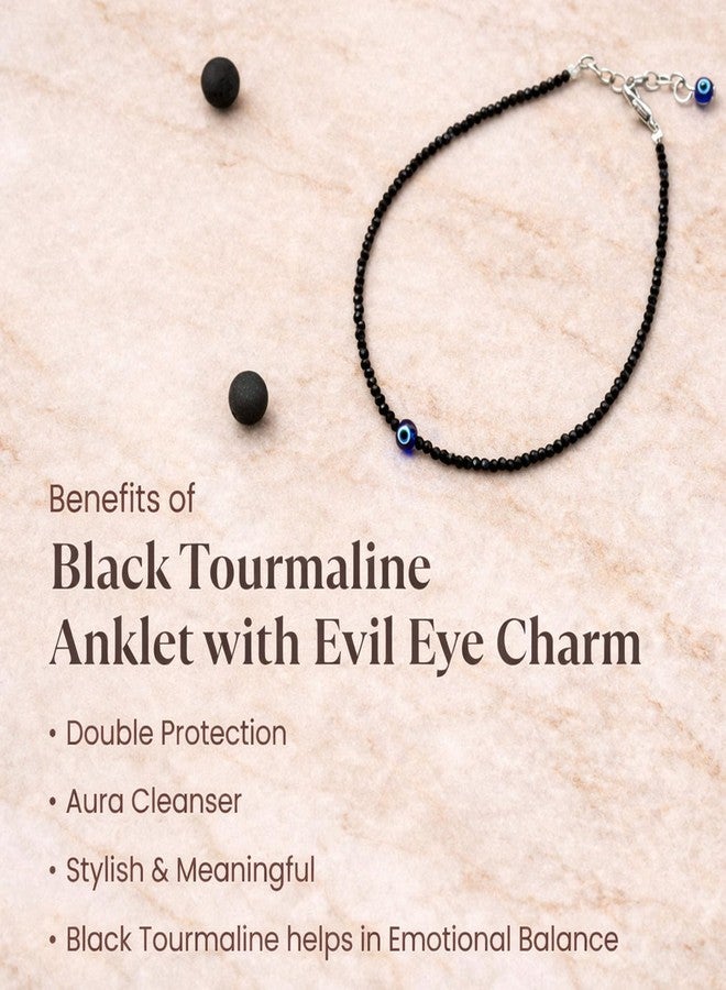 YiCan Evil Eye Anklet for woman with Black Tourmaline | Stone of Protection, Balance, Nazar Charm & Positivity | Adjustable Bracelet | Spiritual Anklet for Girl, Women | Gift for Girl, Woman | Spiritual Jewellery for Women - Image 4