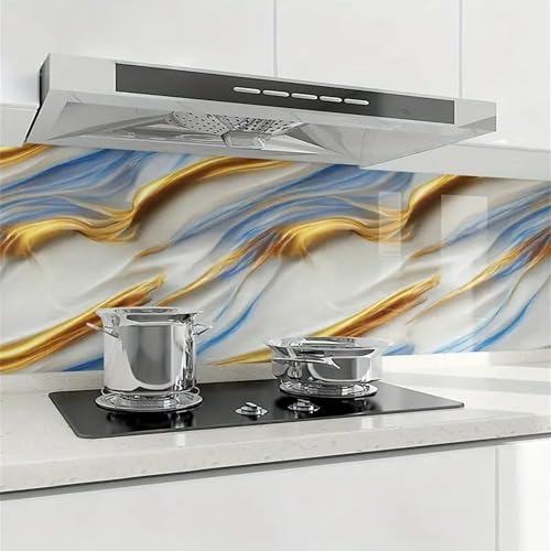 wall love Marble OilProof & Waterproof self-Adhesive Sheet Stickers Big Countertop Cabinet Furniture puja Room Kitchen,Home Sticker Wallpaper 60 x 200cm (New Ocean Gold Wallpaper) - Image 3