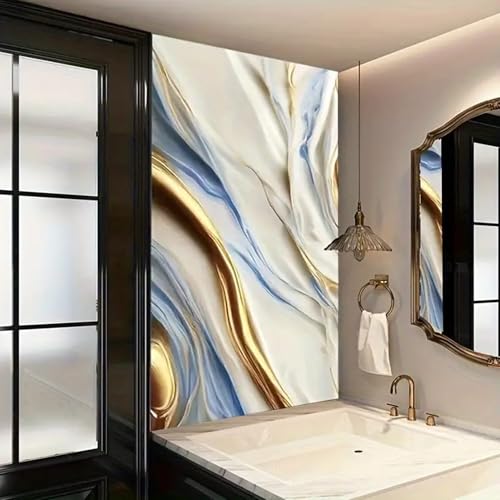 wall love Marble OilProof & Waterproof self-Adhesive Sheet Stickers Big Countertop Cabinet Furniture puja Room Kitchen,Home Sticker Wallpaper 60 x 200cm (New Ocean Gold Wallpaper) - Image 2