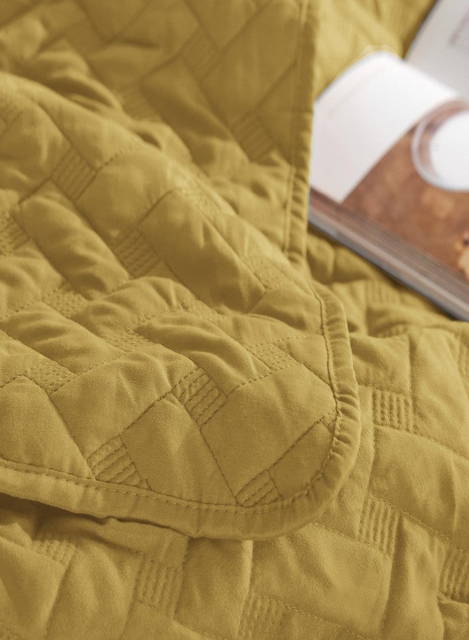 Bedsure Quilts Queen Size - Lightweight Bedspreads Queen Size with Basket Weave Pattern, Soft Quilt Bedding, Mustard Yellow Comforter Coverlet for All Seasons (90" x 96") - Image 5