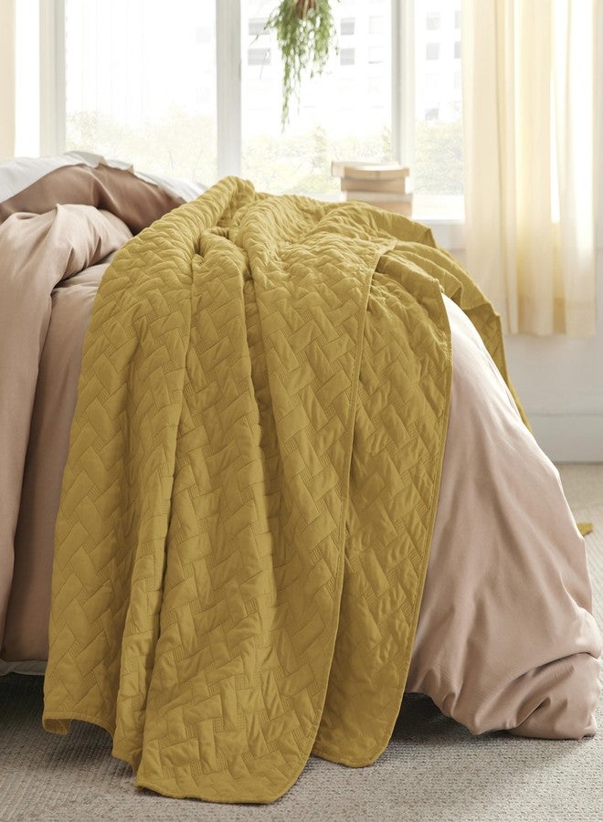 Bedsure Quilts Queen Size - Lightweight Bedspreads Queen Size with Basket Weave Pattern, Soft Quilt Bedding, Mustard Yellow Comforter Coverlet for All Seasons (90" x 96") - Image 2
