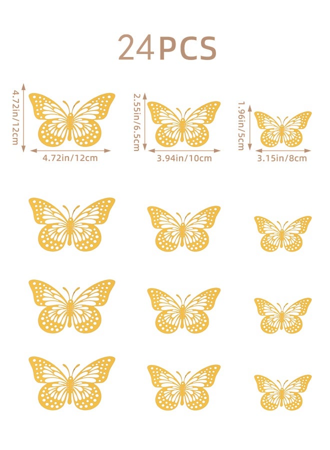 34-piece birthday cake decorating set, including a multi-purpose 3D gold butterfly decorating set - 24 pieces, including 3 different sizes (suitable for cakes, parties, etc.) and ten gold happy birthday cake decorating pieces, shiny mirror acrylic cake decorating, perfect for birthdays, anniversaries or milestone celebrations. - Image 2