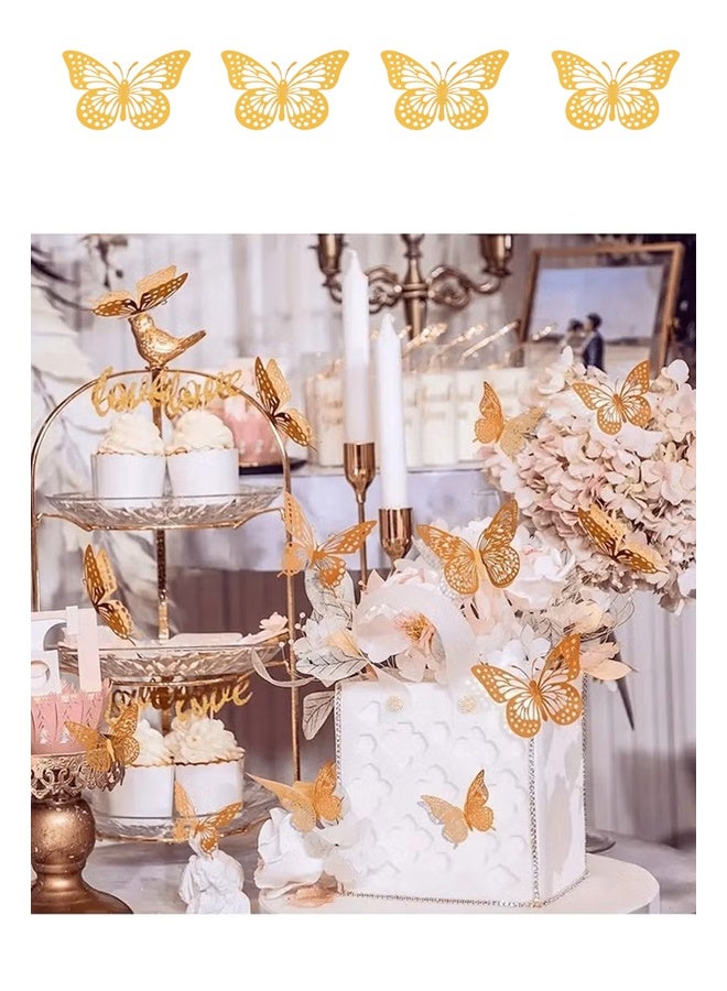 34-piece birthday cake decorating set, including a multi-purpose 3D gold butterfly decorating set - 24 pieces, including 3 different sizes (suitable for cakes, parties, etc.) and ten gold happy birthday cake decorating pieces, shiny mirror acrylic cake decorating, perfect for birthdays, anniversaries or milestone celebrations. - Image 5