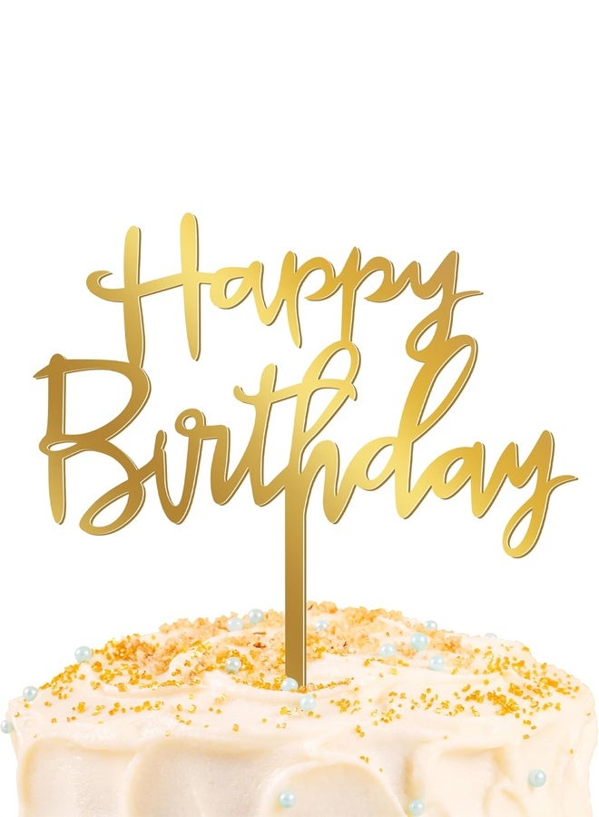 34-piece birthday cake decorating set, including a multi-purpose 3D gold butterfly decorating set - 24 pieces, including 3 different sizes (suitable for cakes, parties, etc.) and ten gold happy birthday cake decorating pieces, shiny mirror acrylic cake decorating, perfect for birthdays, anniversaries or milestone celebrations. - Image 3