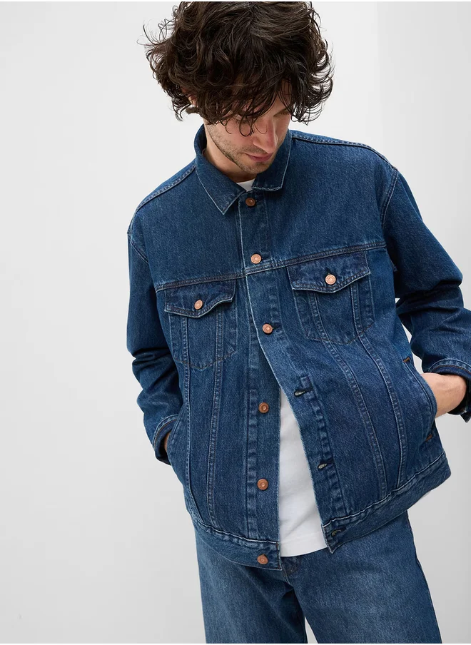 كوتي Plain Double Pocket Detail Denim Jacket