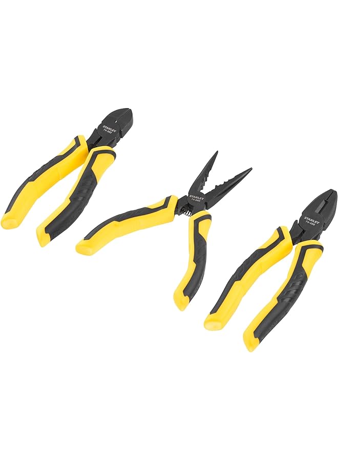 Stanley 3 Pieces Bimaterial Pliers Set Universal Bimaterial Water Pump Diagonal Stht0 75094  - Image 1