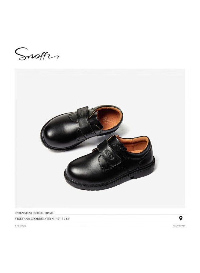 Snoffy Sinafei Boys' Black Leather Shoes, Spring Children's Leather Shoes, Top-grain Cowhide, Student Shoes, Performance Shoes, Big Kids' Loafers, Black, Size 37 - Image 3