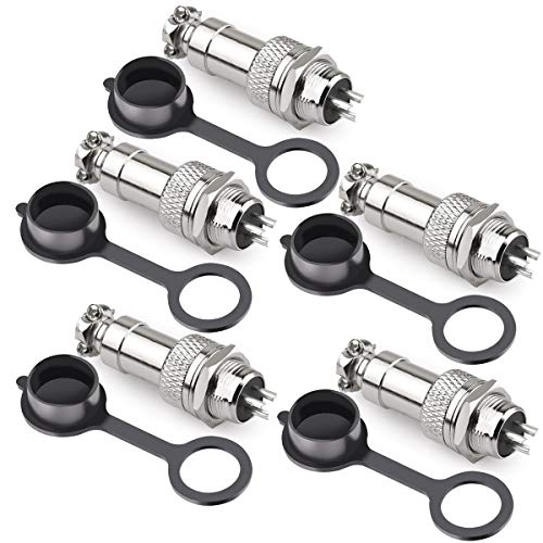DIYhz GX12 3 Pins Panel Metal Mount Circular Metal Aviation Connector Adapter Male Female Plug Socket with Waterproof Cap (5 Pcs) - Image 1