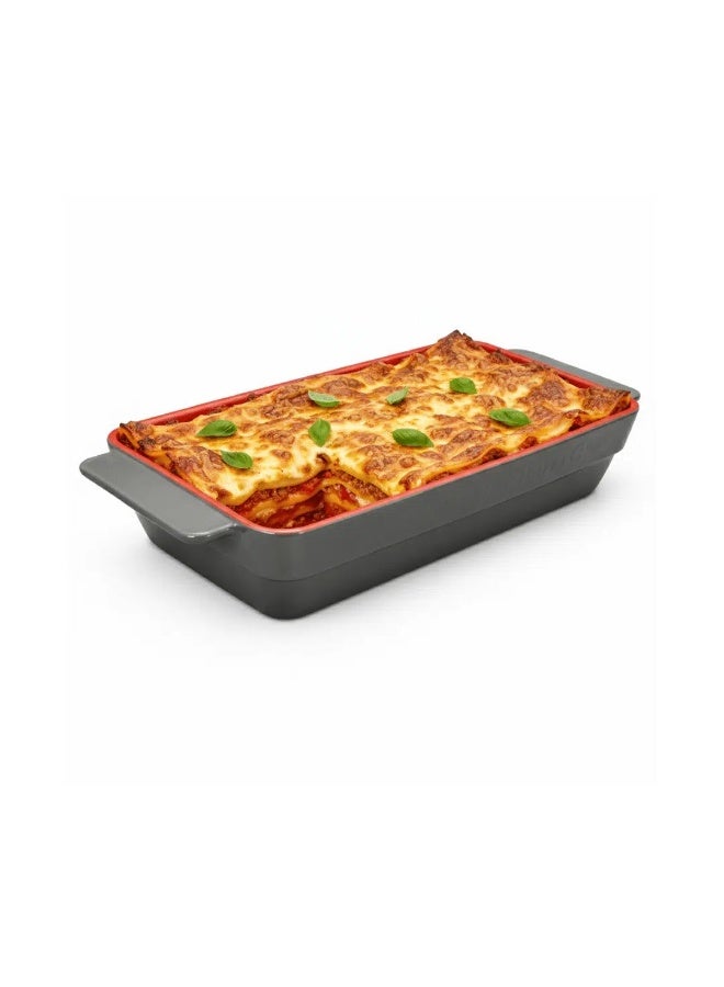 Danny Home Rectangle Porcelain Oven Casserole Dish 35 x 21 x 6.5 cm – Large Ceramic Baking Dish with Handles, Deep Roasting & Lasagna Pan, Oven Safe Bakeware for Kitchen - Image 1