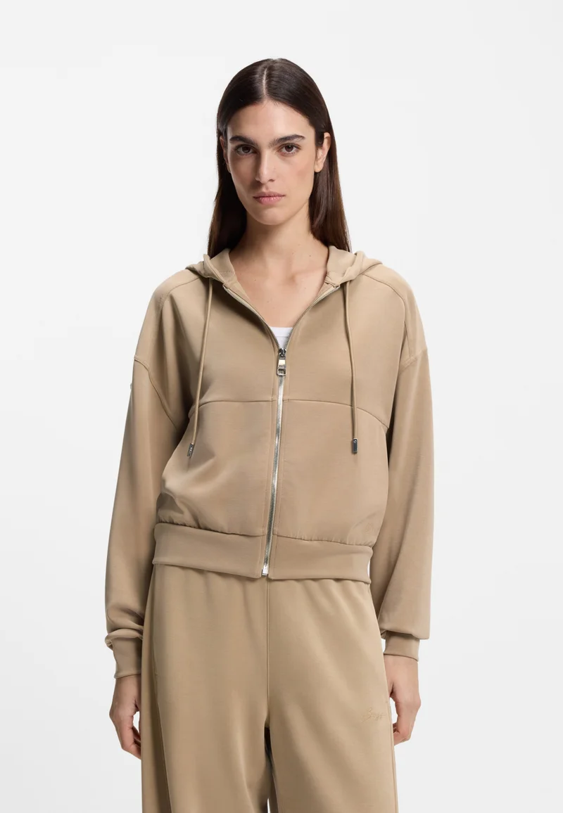 BOSS Oversized-fit zip-up hoodie with logo embroidery