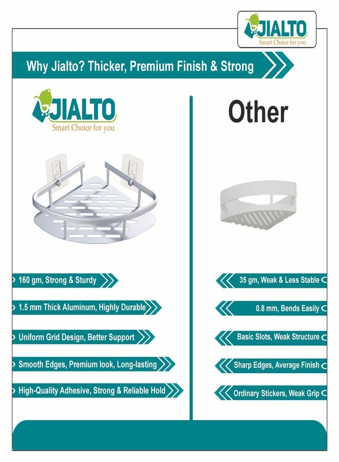 JIALTO Aluminum Bathroom Shelf for Wall- Gold Wall Mounted Bathroom Organizer Rack, Adhesive No Drill Bathroom Shelf for Shampoo, Soap & Accessories, Large Capacity Bathroom Storage Rack (1 Pc) - Image 3
