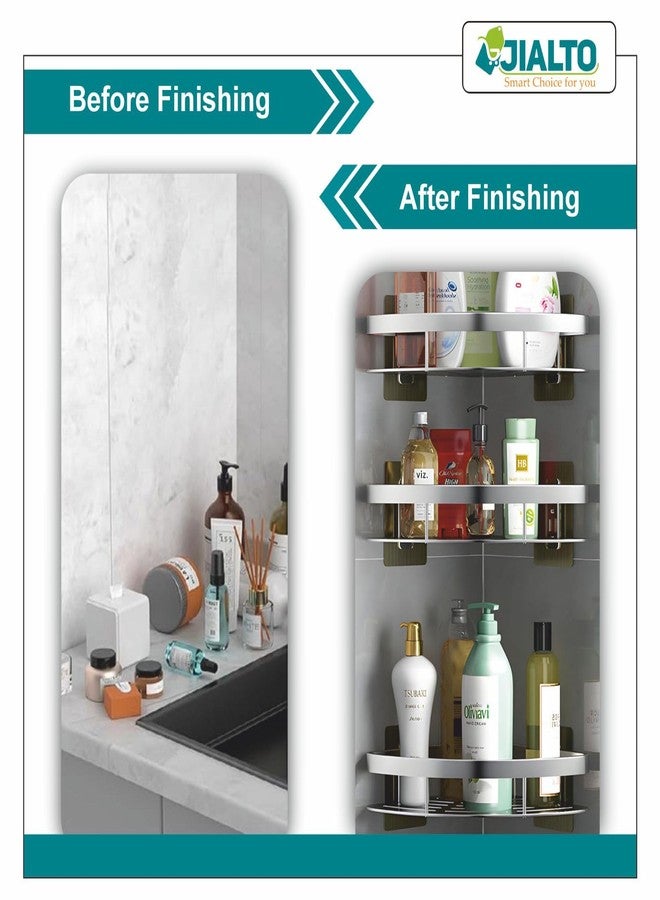 JIALTO Aluminum Bathroom Shelf for Wall- Gold Wall Mounted Bathroom Organizer Rack, Adhesive No Drill Bathroom Shelf for Shampoo, Soap & Accessories, Large Capacity Bathroom Storage Rack (1 Pc) - Image 4
